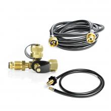 Stanbroil Propane Brass Tee Adapter Kit with 4-Port with 5-feet and 12-feet Hose for motorhome or RV