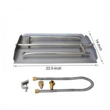 Stanbroil Stainless Steel Natural Gas Fireplace Triple Flame Pan Burner Kit, 22.5-inch