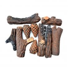 Stanbroil 10 Piece Set of Ceramic Wood Set of Fireplace Logs for All Types of Ventless & Vent Free, Gel, Ethanol, Electric,Gas Inserts, Propane, Indoor or Outdoor Fireplaces & Fire Pits.