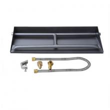 Stanbroil 14.5 inch Natural Gas Powder Coated Steel Fireplace Dual Flame Pan Burner Kit