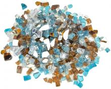 Stanbroil 10-Pound Blended Fire Glass - 1/2 inch Reflective Tempered Fire Glass Blended Aqua Blue, Platinum, Copper Reflective for Indoor and Outdoor Gas Fire Pits and Fireplaces