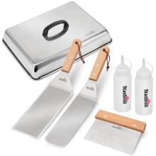 Stanbroil BBQ Griddle Accessories Set of 6 - Heavy Duty Stainless Steel Scraper, Spatula, Basting Cover and Bottles for Blackstone, Camp Chef Grill and Outdoor Griddle Accessories