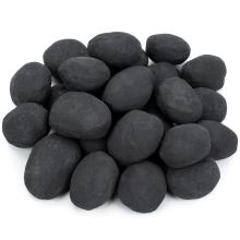 Stanbroil 24pcs Light Weight Ceramic Fiber Pebble Stones for Indoor Outdoor, Gas Inserts, Ventless, Vent Free, Electric, Outdoor Fireplaces and Fire Pits - Black