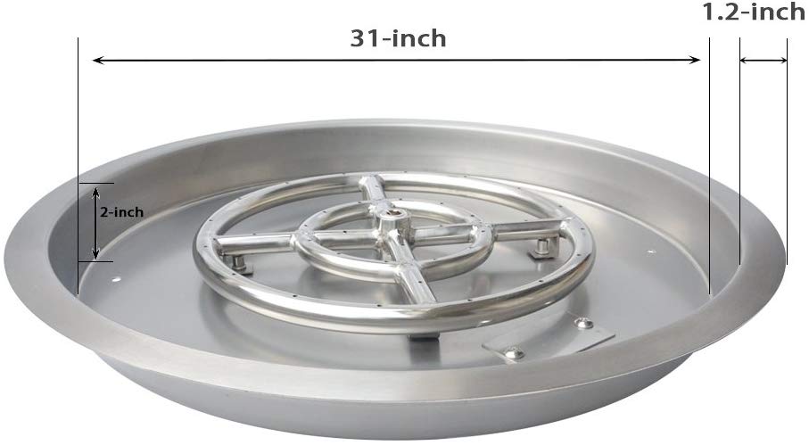 Lakeview Outdoor Designs 31-Inch Round Drop-in Pan W/ 24-Inch Propane Ring Burner & Connection Kit 