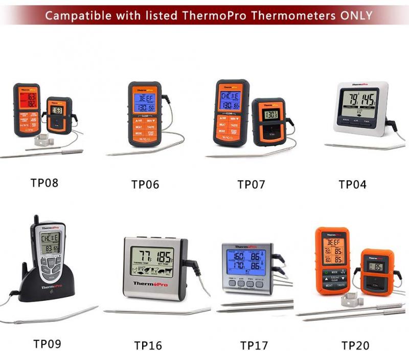 Waterproof Thermometer Hybrid Probe Replacement for Thermopro TP20 TP17  TP16 TP09B TP08 TP07 TP06s TP04, Famili MT004, OT007, OT009, TP-10, MT-16