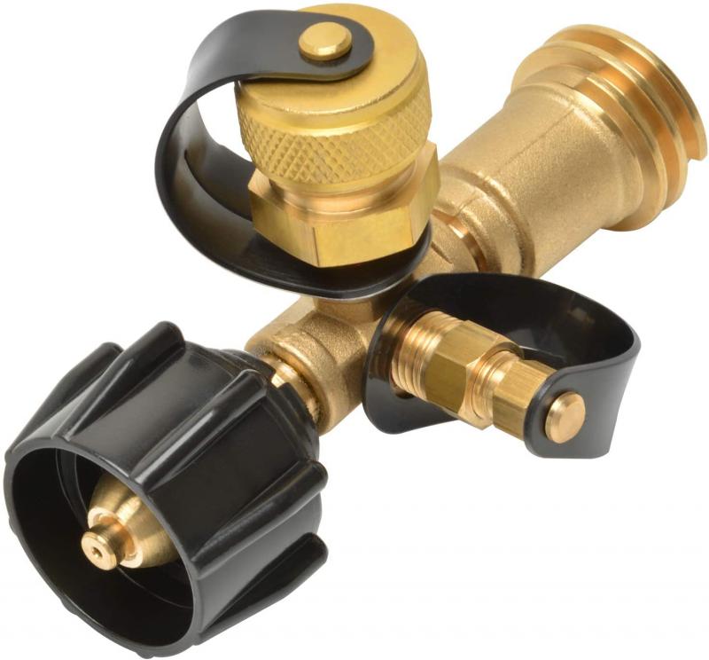Stanbroil Propane Gas Brass Tee Adapter with 4 Port for RV or