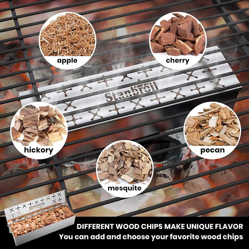 2pcs, BBQ Smoker Box With Tongs, Wood Chip Smoker Box, BBQ Tongs, Stainless  Steel Wood Chip Smoker Box, Barbecue Smoke Box, Food Tongs, Meat Infused S