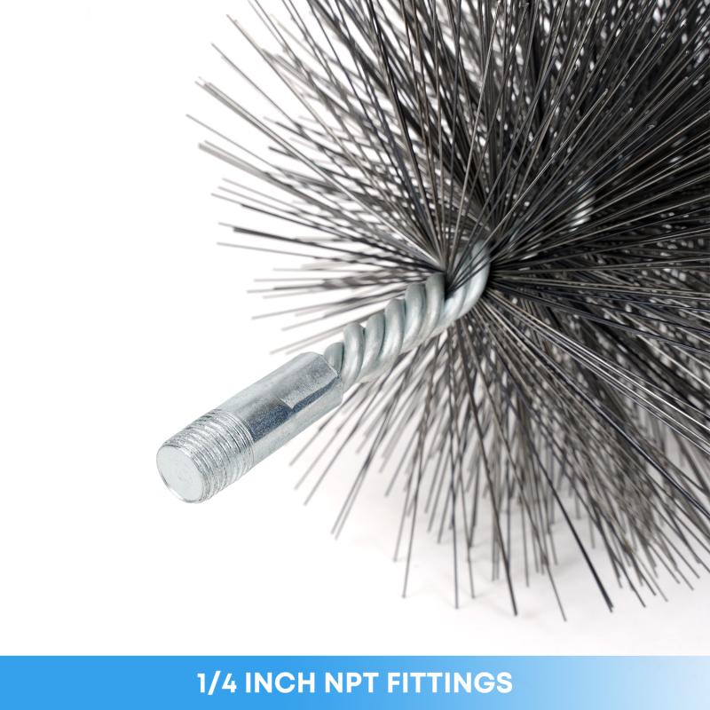 Stanbroil 6 Inch Round Chimney Cleaning Brush with 1/4" NPT Fitting for