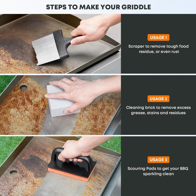 Hasteel Griddle Cleaning Kit, 7PCS Flat Top Grilling Cleaner Tools...