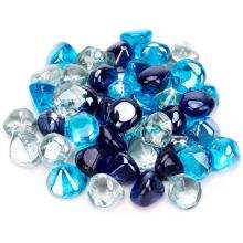 Stanbroil 10-Pound Blended Fire Glass - 1/2 inch Diamonds, Cobalt Blue, Crystal Ice, Caribbean Blue Luster for Indoor & Outdoor Gas Fire Pits & Fireplaces